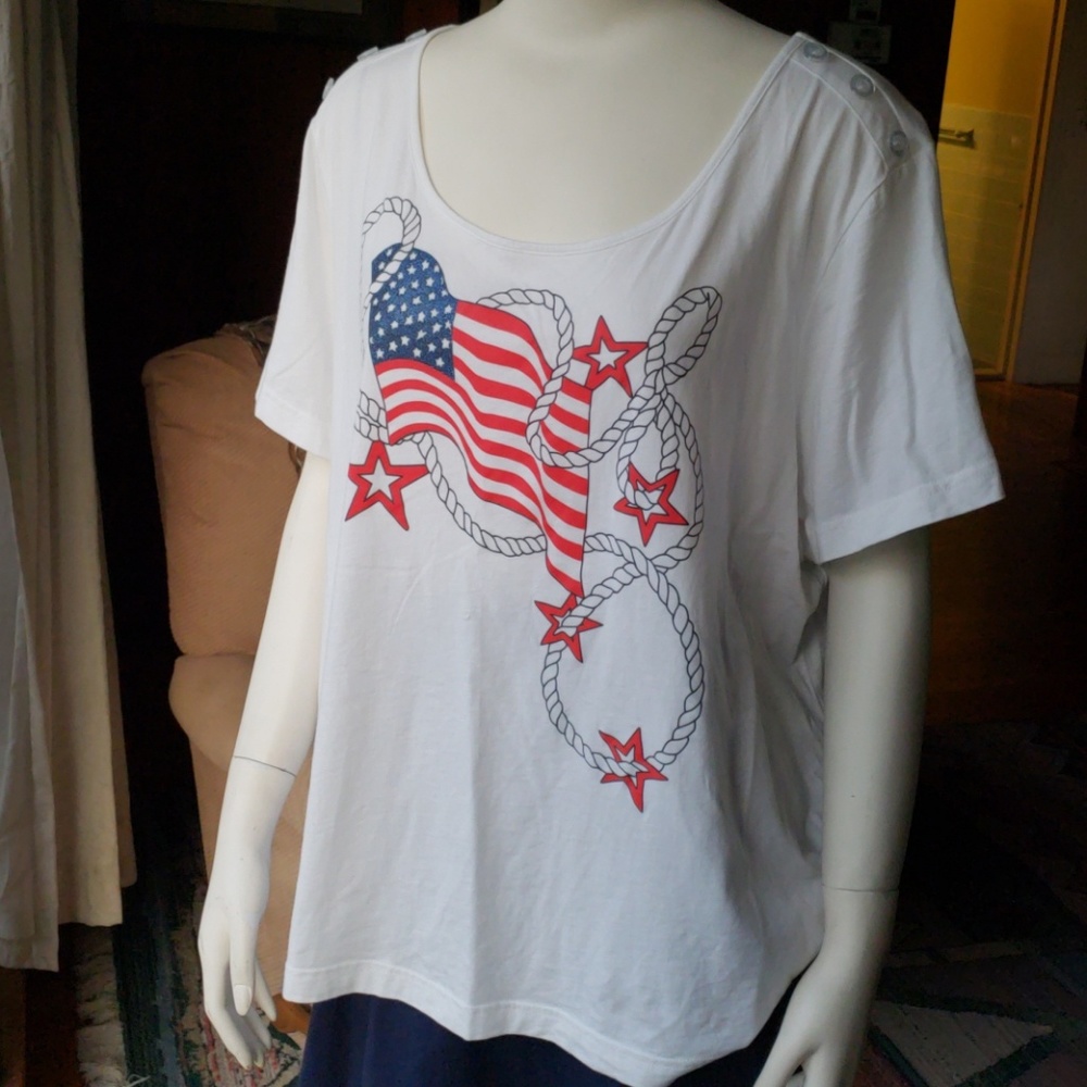 Sag Harbor Patriotic Blouse Tee